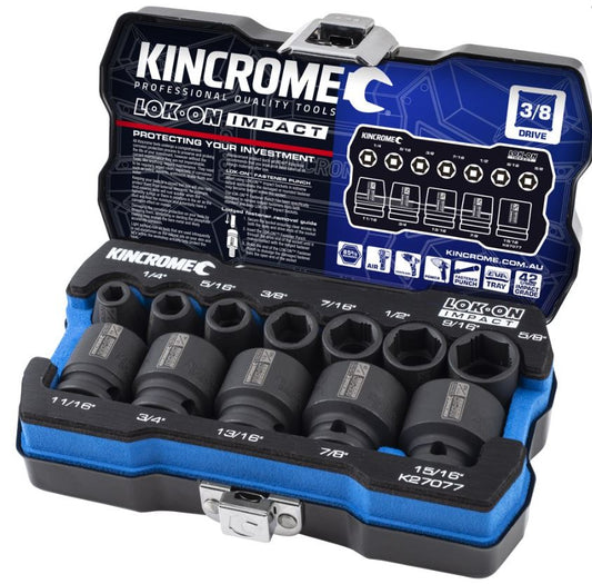 Kincrome LOK-ON Impact Socket Set 12 Piece 3/8" Drive – Imperial K27077 socket Kincrome