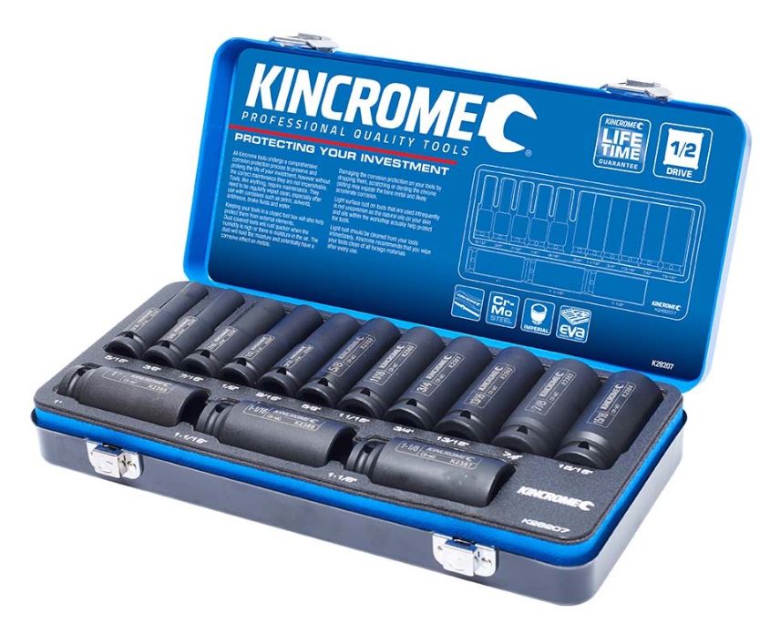 Kincrome Deep Impact Socket Set 14 Piece 1/2" Drive – Imperial K28207 socket Kincrome