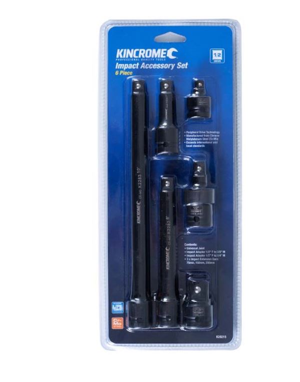 Kincrome Impact Accessory Set 1/2" Drive - 6 Piece K28215 socket Kincrome