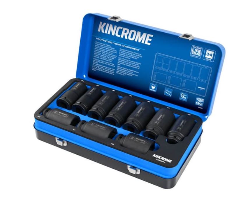 Kincrome 10 Piece Metric 3/4" Impact Deep Socket Set K28244 socket Kincrome