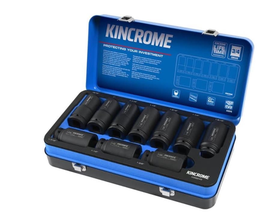 Kincrome 10 Piece Imperial 3/4" Impact Deep Socket Set K28245 socket Kincrome