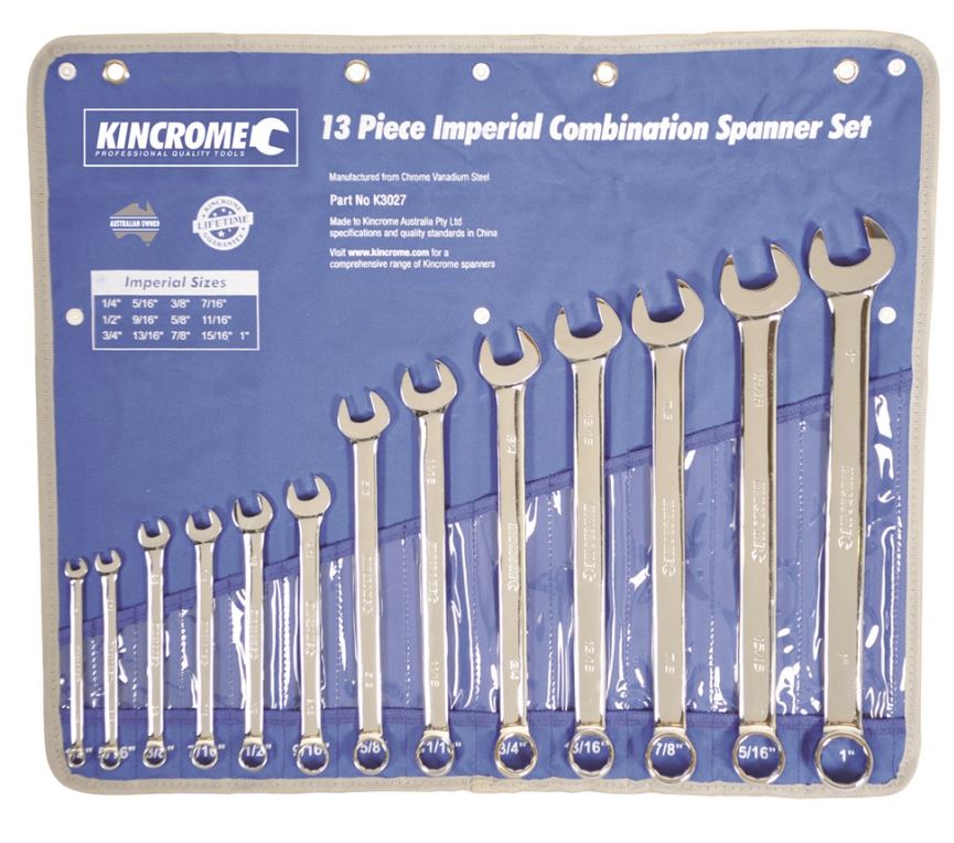 Kincrome Combination Spanner Set 13 Piece – Imperial K3027 Spanner Kincrome