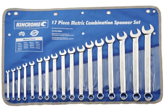 Kincrome Combination Spanner Set 17 Piece Metric K3028 Spanner Kincrome