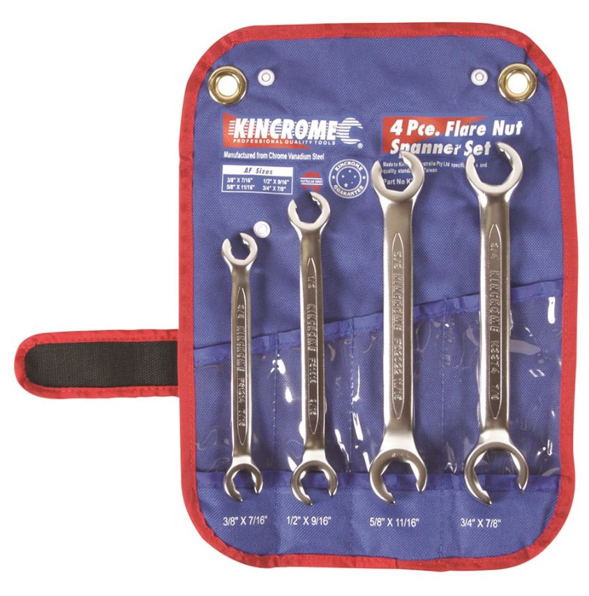 Kincrome Flare Nut Spanner Set 4 Piece K3062 Spanner Kincrome