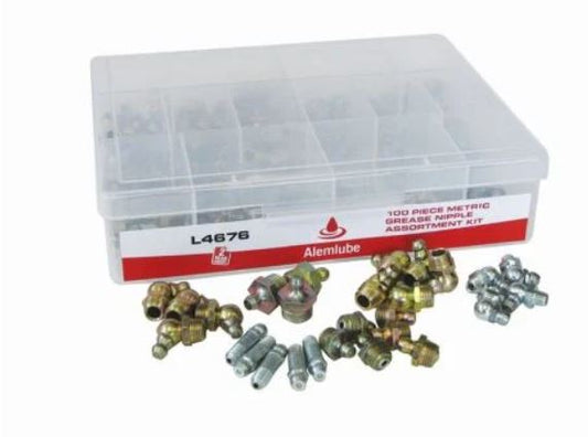 Alemlube Metric Grease Assorted Nipple Kit 100 piece L4676 Grease Pumps and Guns Alemlube