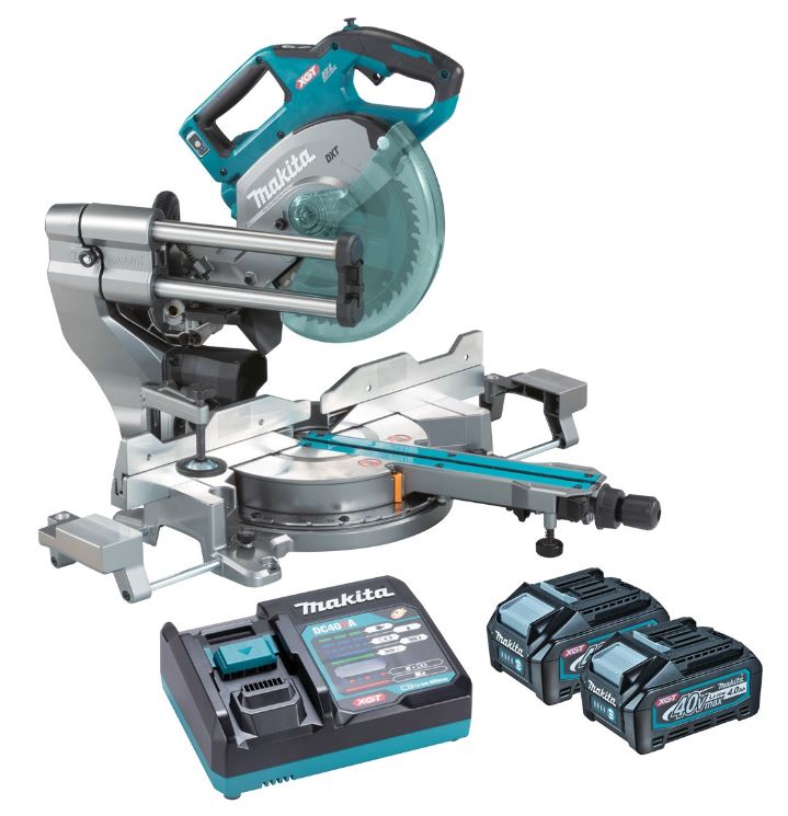 Makita 40V Max Brushless 216mm (8-1/2") Slide Compound Saw Kit Includes 2 x 4.0Ah Batteries and Single Port Rapid Charger LS002GM201 Makita Makita