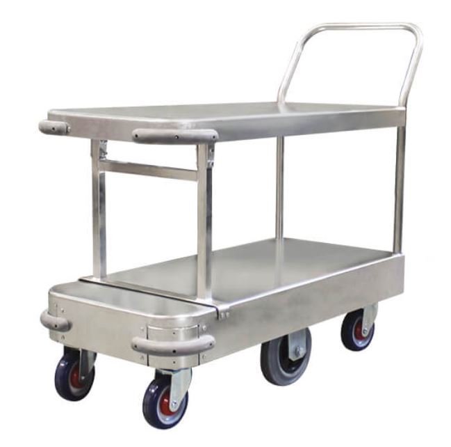 Narrow 6 Wheel Stock Trolley Twin Platform Single Handle PGR101 Pick Up In Store Trolley Richmond Rolling Solutions