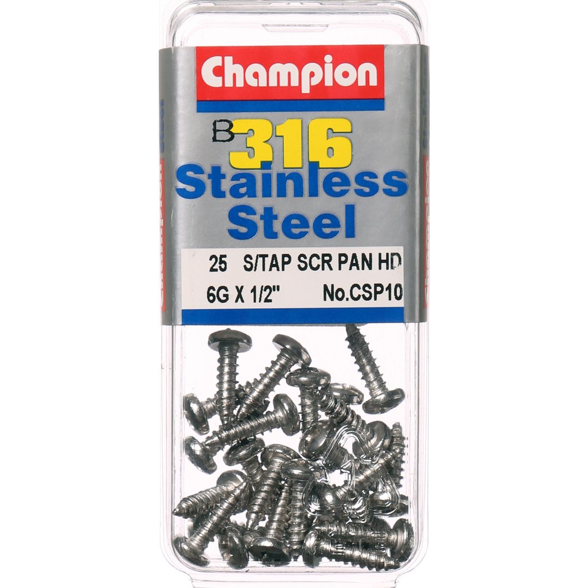 Champion Self Tapping Pan Head Screws 6G x 1/2 “ CSP10 Screws and Nuts Champion