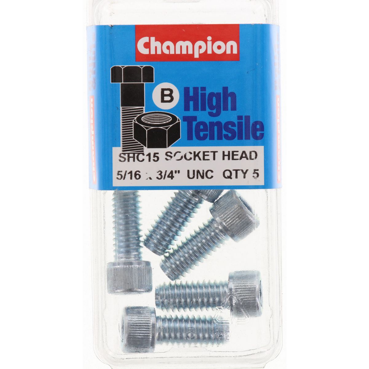 Champion Blister Screw Socket Head 5/16 x ¾ -SHC15 Screws and Nuts Champion