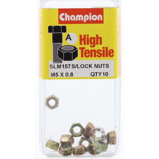 Champion Blister Nyloc-Self Locking Metric Nuts M5 x 0.8-SLM157 Screws and Nuts Champion