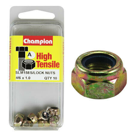 Champion Blister Nyloc-Self Locking Metric Nuts M6 x 1.00-SLM158 Screws and Nuts Champion