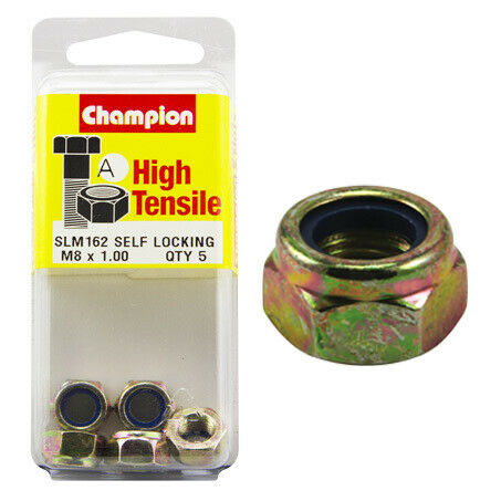 Champion Blister Nyloc-Self Locking Metric Nuts M8 x 1.00-SLM162 Screws and Nuts Champion