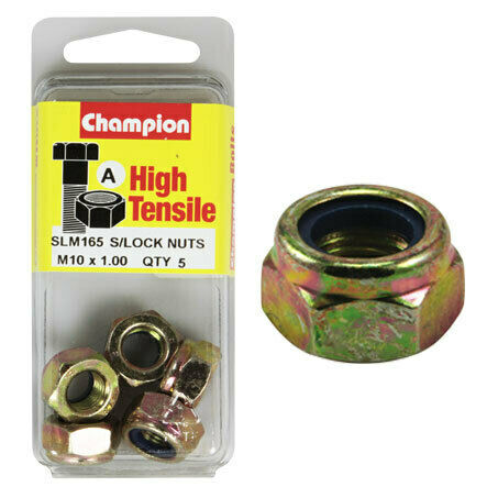 Champion Blister Nyloc-Self Locking Metric Nuts M10 x 1.00-SLM165 Screws and Nuts Champion