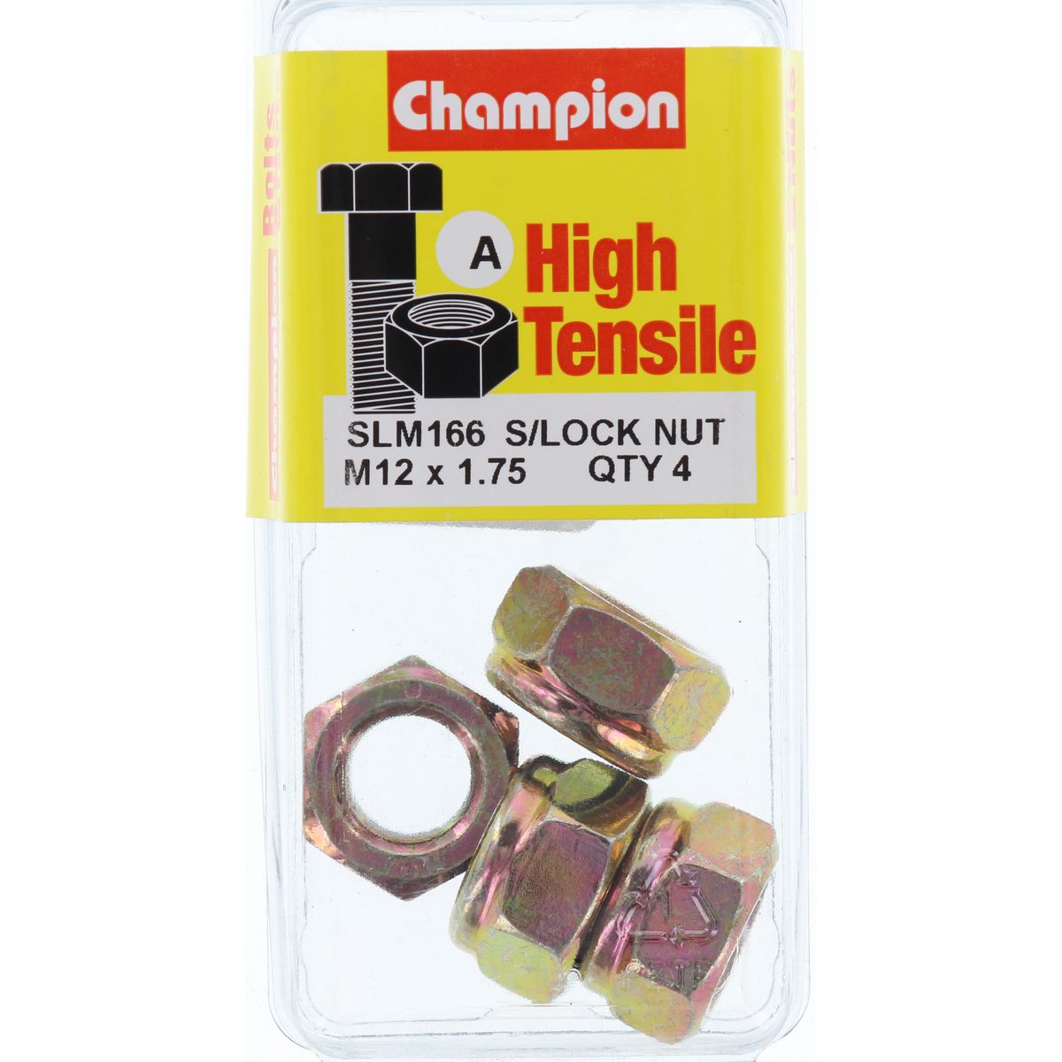 Champion Blister Nyloc-Self Locking Metric Nuts M12 x 1.75-SLM166 Screws and Nuts Champion