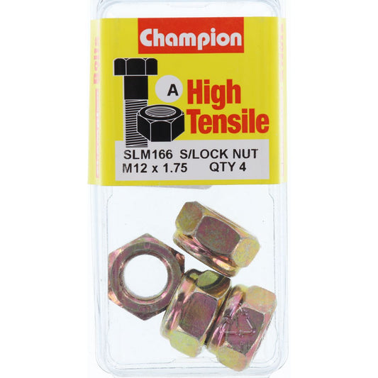 Champion Blister Nyloc-Self Locking Metric Nuts M12 x 1.75-SLM166 Screws and Nuts Champion