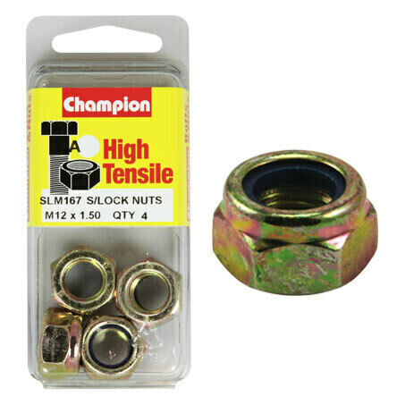 Champion Blister Nyloc-Self Locking Metric Nuts M12 x 1.50-SLM167 Screws and Nuts Champion