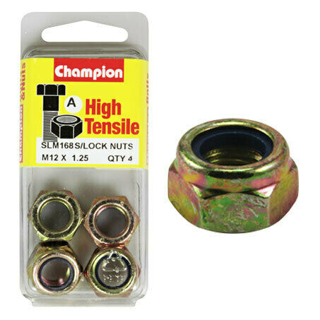 Champion Blister Nyloc-Self Locking Metric Nuts M12 x 1.25-SLM168 Screws and Nuts Champion