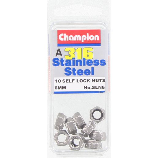 Champion Self Lock Nuts 6mm - SLN6 Screws and Nuts Champion