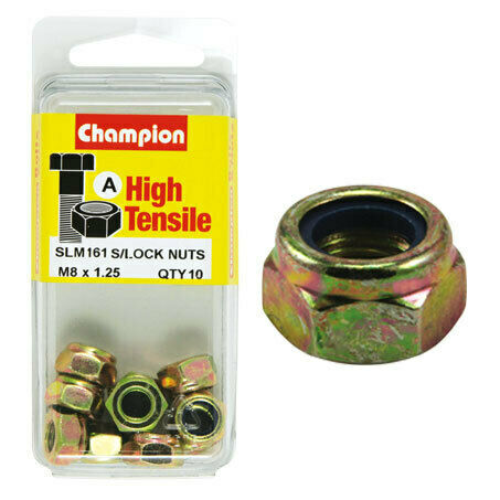 Champion Blister Nyloc-Self Locking Metric Nuts M8 x 1.25-SLM161 Screws and Nuts Champion