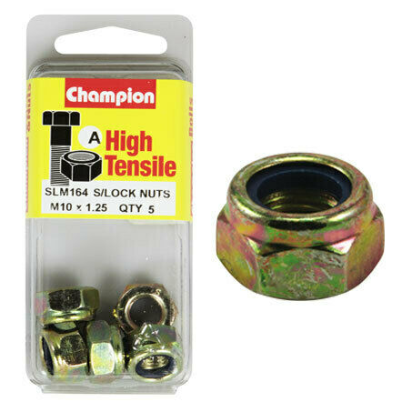 Champion Blister Nyloc-Self Locking Metric Nuts M10 x 1.25-SLM164 Screws and Nuts Champion