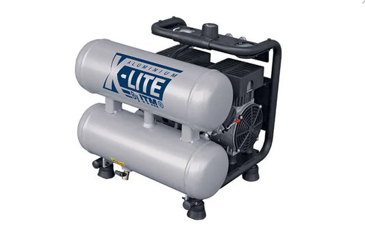 X-LITE AIR COMPRESSOR SILENT 1HP ALUMINIUM TWIN TANK 10L FAD 62L/MIN TM350-10010 Pick Up In Store Compressor X-Lite