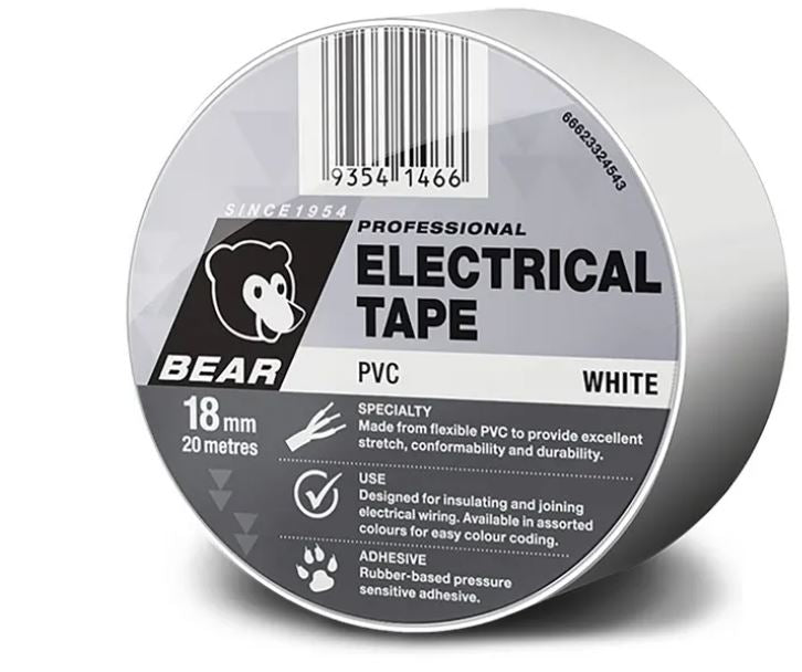 Bear Electrical Tape 504 18mm X 20m Assorted Colors 66623336457 tape Bear White