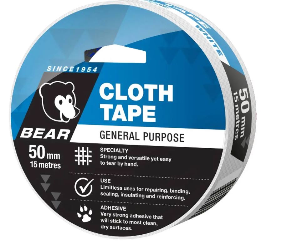 Bear General Purpose Cloth Tape 50mm X 15m Assorted Colours tape Bear