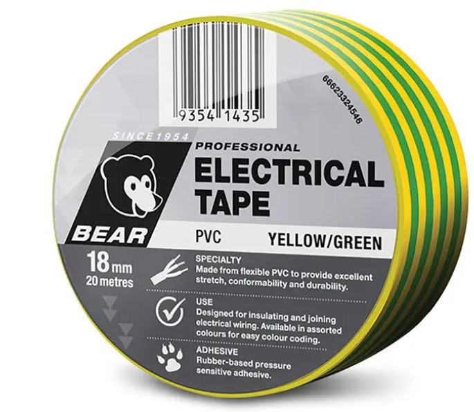 Bear Electrical Tape 504 18mm X 20m Assorted Colors 66623336457 tape Bear Yellow/Green