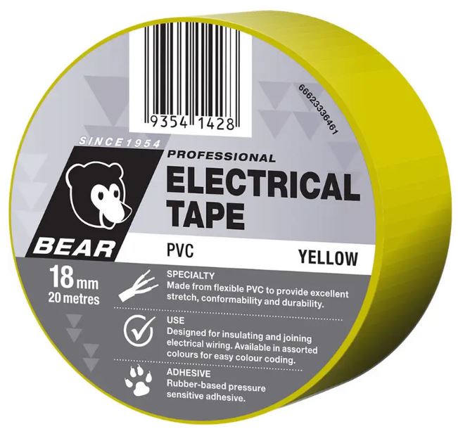 Bear Electrical Tape 504 18mm X 20m Assorted Colors 66623336457 tape Bear Yellow